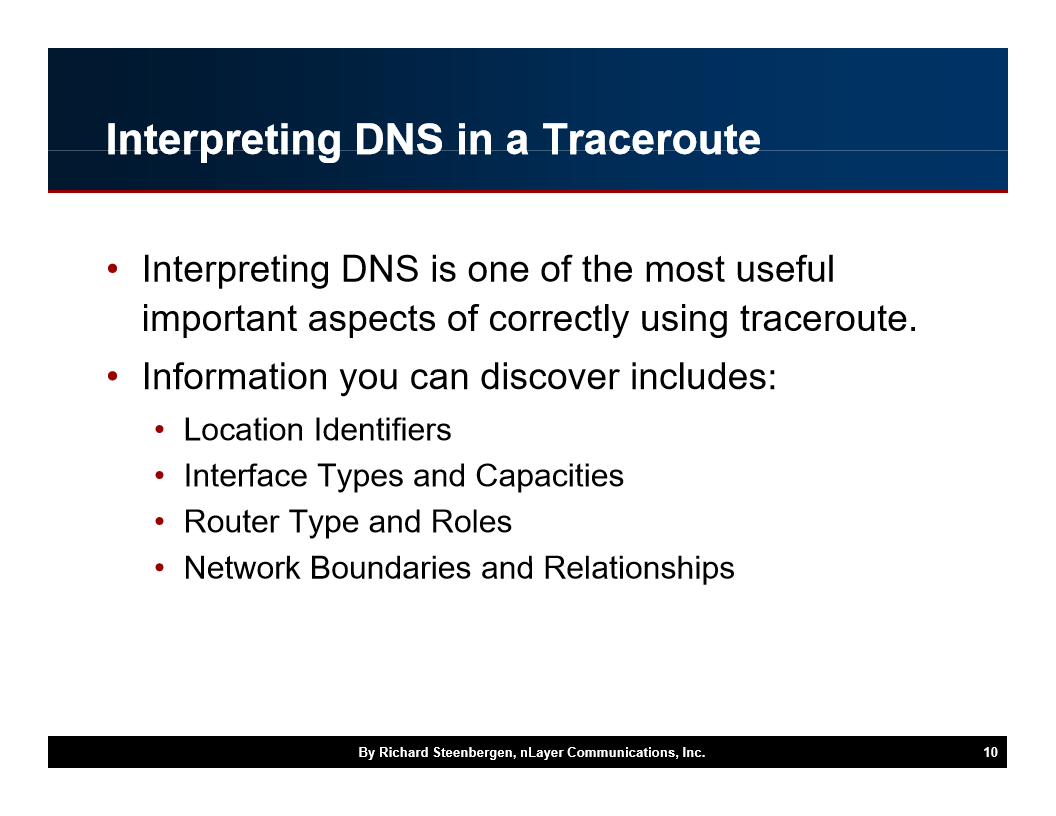 Interpreting DNS inanracerout Interpreting DNS is …